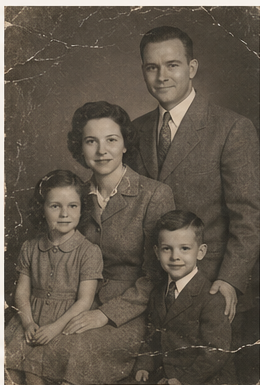 1940s family portrait before restoration